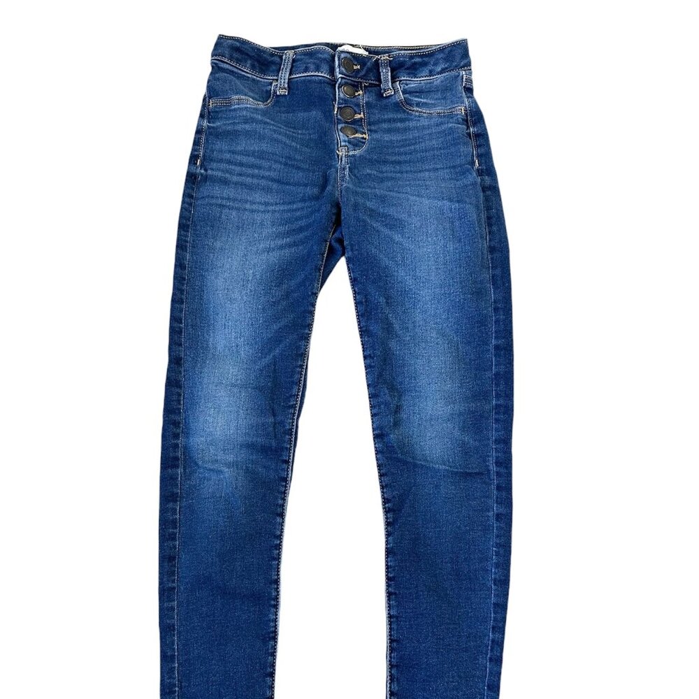 SO Girls Jeans Skinny Blue Pants Size 12 Button Fly Adustable Waist Pre-owned